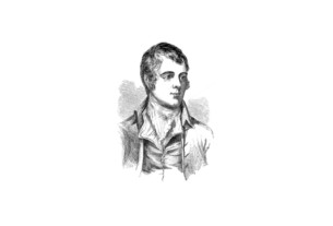Robert Burns likeness on a white background
